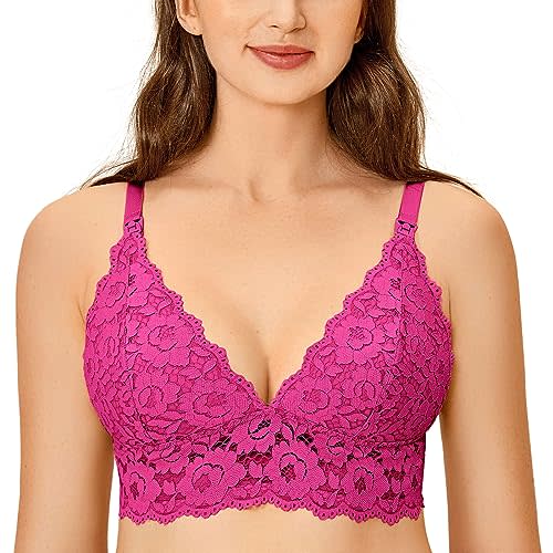 MOMANDA Women's Lace Nursing Bra Wirefree Padded Breastfeeding Maternity Bralette Cute
