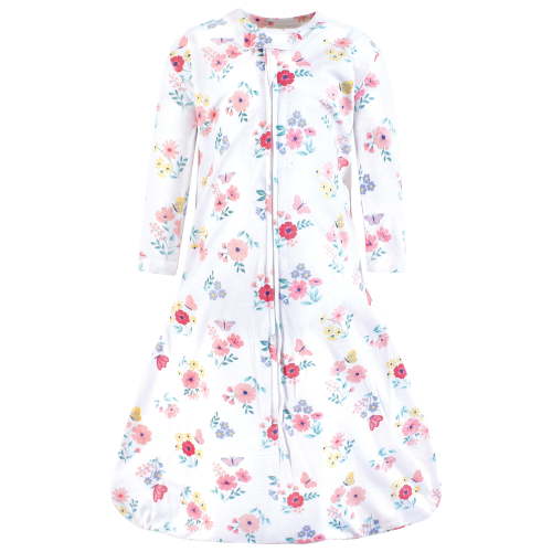 Hudson Baby Infant Girl Long Sleeve Cotton Jersey Sleeping Bag, Butterfly Floral, 0-6 Months