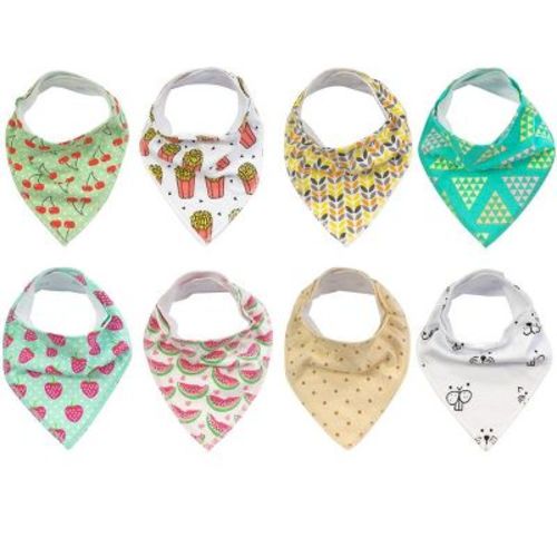 Wrapables Baby Bandana Drool Bibs, Super Soft and Absorbent Bibs for Drooling and Teething (Set 8) Juicy Fruits