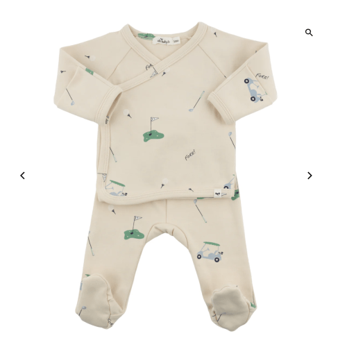 oh baby! Kimono Footie Set - Golf - Natural - 3 Mo