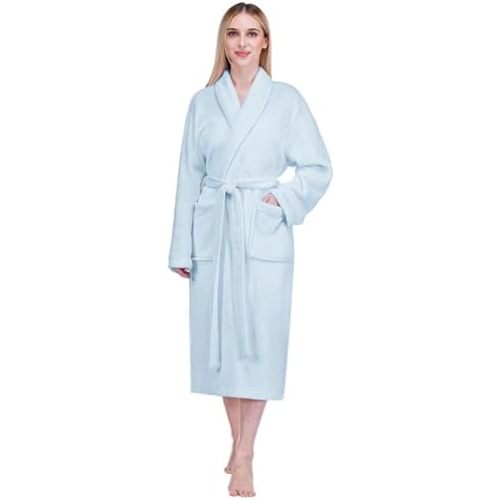PAVILIA Womens Robe Fleece Plush Soft, Fluffy Fuzzy Cozy Warm Bathrobe, Shower Spa House Long Robe for Women