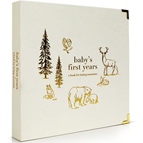 Keepsake Baby Memory Book for Boys and Girls – Timeless First 5 Year Baby Book – Gender Neutral Linen Baby Journal Scrapbook or Photo Album - A Milestone Book to Record Every Event from Birth to Age 5
