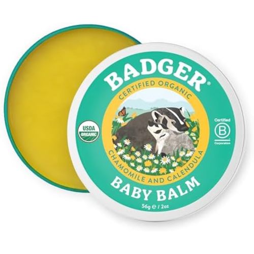 Badger Organic Calendula Baby Balm for Dry Skin, 2 oz Tin