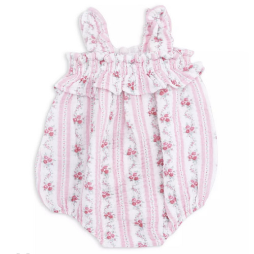 Girls' Winding Roses Stripe Ruffly Strap Bubble Romper - Baby