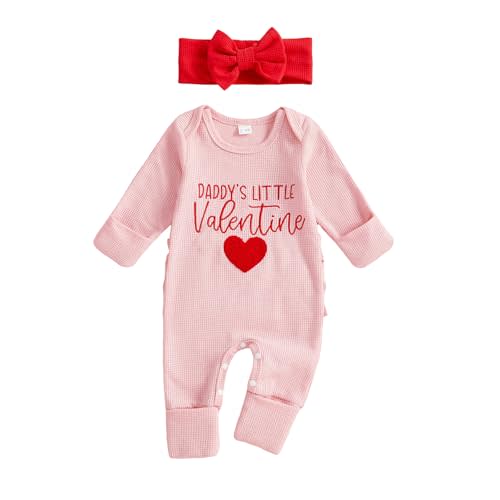 Adobabirl Baby Girl Clothes Newborn Onesie Ribbed Ruffle Romper Long Sleeve Jumpsuit Infant Cute Outfit with Headband