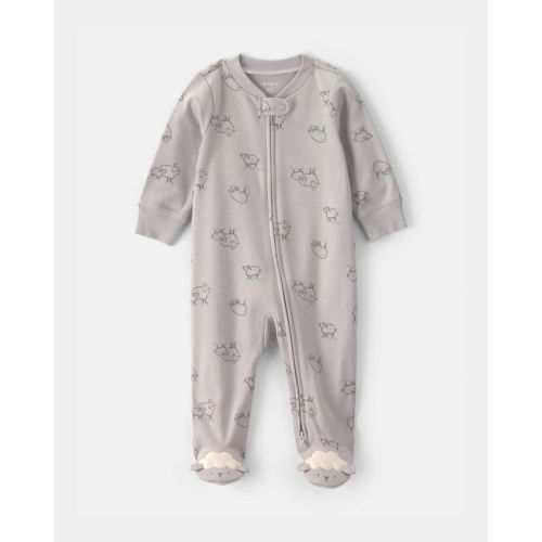 Baby Sheep 100% Cotton 2-Way Zip Sleep & Play Pajamas - Grey | Carter's