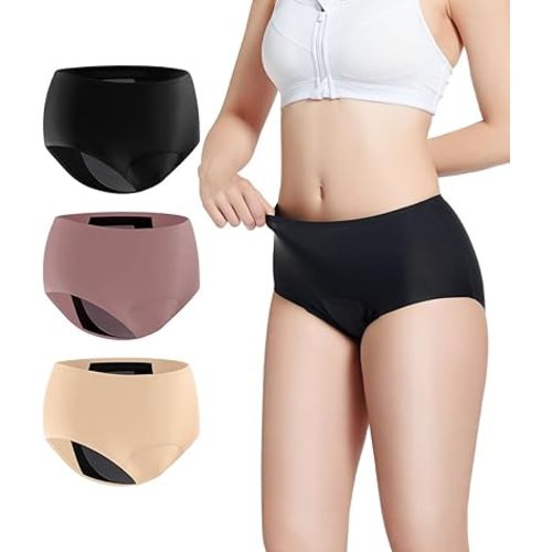 Carer Incontinence Underwear for Women Washable Leakproof Underwear for Women 150ml Super Absorbent Bladder Leak Proof Underwear for Womens Bladder Leakage Protective Panties 3 Pack, L