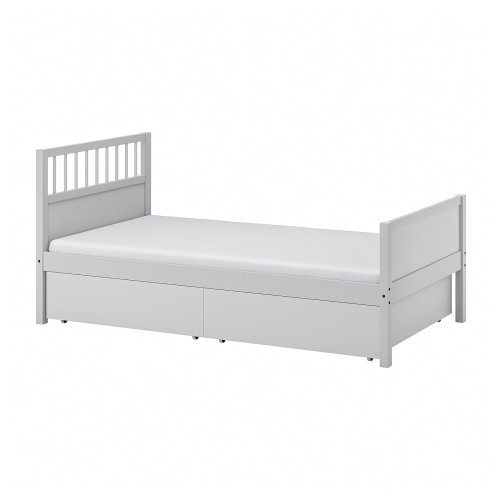 SMYGA Bed frame with storage - light gray Twin