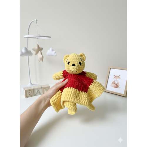 Handmade Winnie the Pooh Bear Baby Lovey - Baby Blanket and Toy