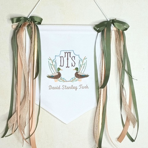 Personalized Duck Hunting Birth Announcement Banner Custom Baby Keepsake Heirloom Nursery Decor Hunter Baby Gift for Shower Monogrammed sign