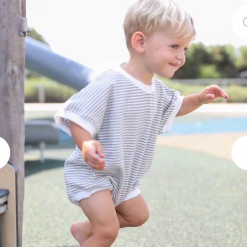 Coastline Bubble Onesie - Gray Stripe