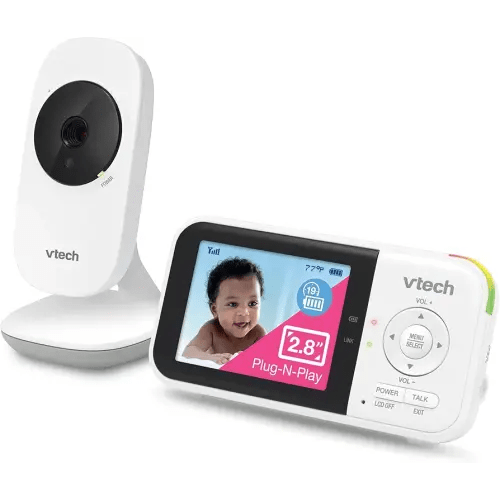 VTech VM819 Baby Monitor with Camera and Audio, 2.8” Screen Portable Baby Camera, Night Vision, 2-Way Audio, Temperature Sensor and Lullabies, Secure Transmission No WiFi, Ideal for Baby/Elderly/Pet