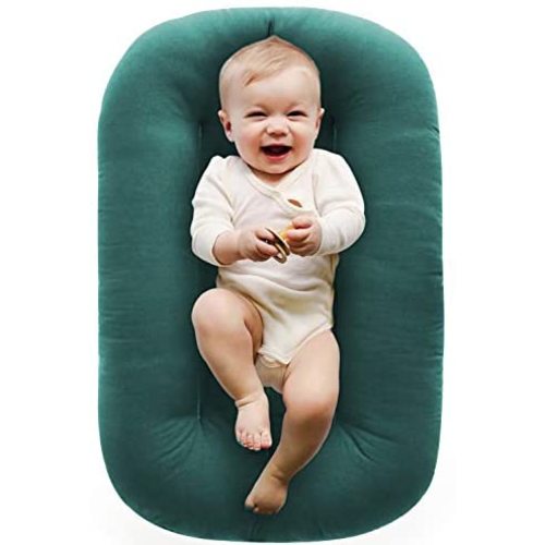 Snuggle Me Organic Bare | Baby Lounger & Infant Floor Seat | Newborn Essentials | Organic Cotton, Fiberfill | Moss