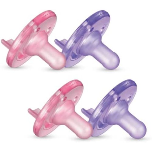 Philips AVENT Soothie Pacifier, Pink/Purple, 0-3 Months, 4 Pack, SCF190/42