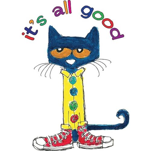 Kids Bedroom Nursery Pete The Cat Decal Home Art Picture Book Design Vinyl Wall Decoration | Adhesive Living Room Cartoon Character Decor Sticker (14"x20")