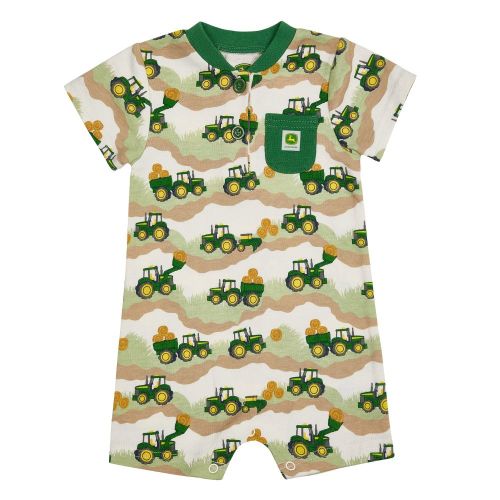 John Deere Infant Toddler Boy On The Farm Romper 6/9M