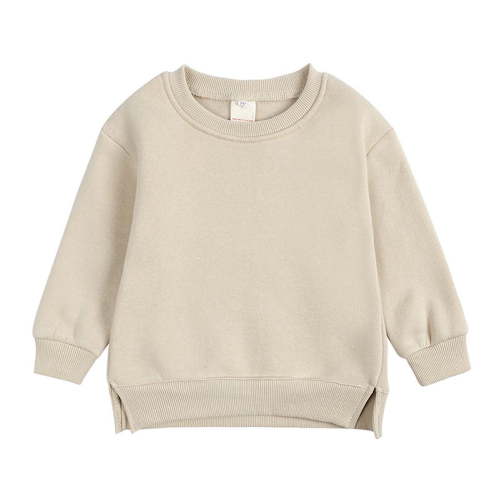 Wavsuf Sweatshirts for Kids Boys and Girls Solid Plush Pullover Beige Sweatshirt Size 6-9 Months