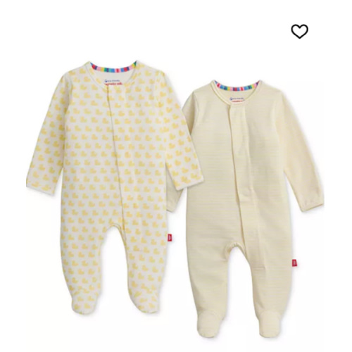 Magnetic Me Baby Cotton Footed Coveralls, 2 Pack 0-3 months, Yellow assorted