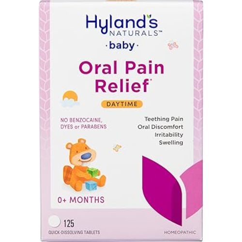 Hyland's Baby Daytime Oral Pain Relief Tablets - 125-Count, Up to 62 Doses - Baby and Toddler Soothing Tablets with Chamomile for Discomfort, Irritability & Swelling