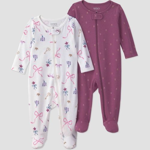 Carter's Just One You® Baby Girls' 2pk magic Long Sleeve Sleep N Plays - Plum Purple Newborn