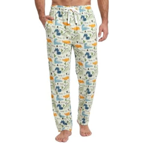 U2SKIIN Mens Cotton Pajama Pants, Funny Lounge Sleep Bottoms
