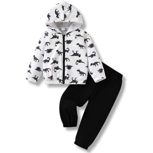 Size 18M-5T Toddler Baby Boys Clothes Zip Up Hoodie & Pants 2 Piece Set Casual Kids Boys Fall Outfits Set