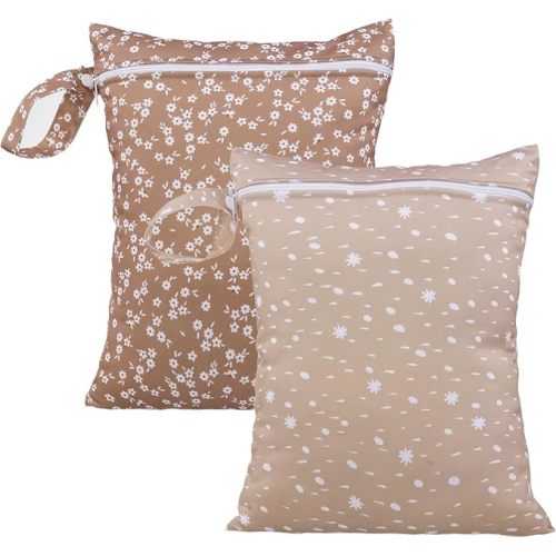 HappyFlute 2pcs Waterproof Bag Set - Cactus & Animal Pattern Wet/Dry Bag for Towels, Diapers, Swim & Beach Use, 10.2x14.4 inches