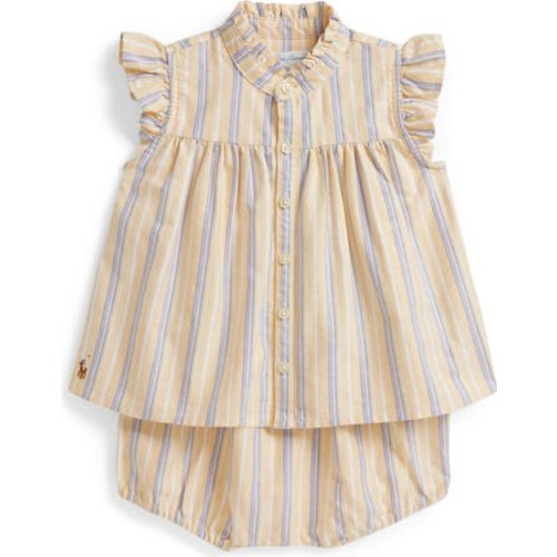 Stripe Cotton Oxford Top with Bloomers, 24M
