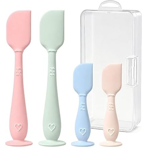 4-Pack Diaper Cream Spatula Set & Case, Soft Diaper Rash Cream Applicator
