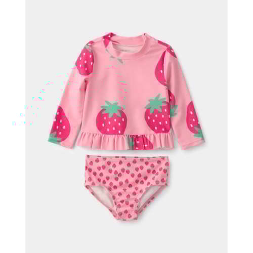 Baby Girl 2-Piece Strawberry Rashguard Swimsuit Set - Pink | Carter's