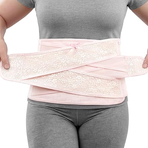 Nuliie Postpartum Belly Band with V-Shaped Cross Support, Breathable Postpartum Belly Band for Use After C-Section or Vaginal Birth, Adjustable Belly Binder Postpartum for Daily Postpartum Wear, L