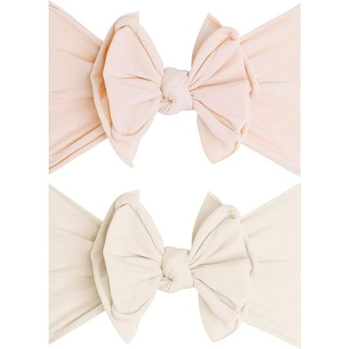 Baby Bling 2PK FAB-BOW-OUS®: petal + oatmeal