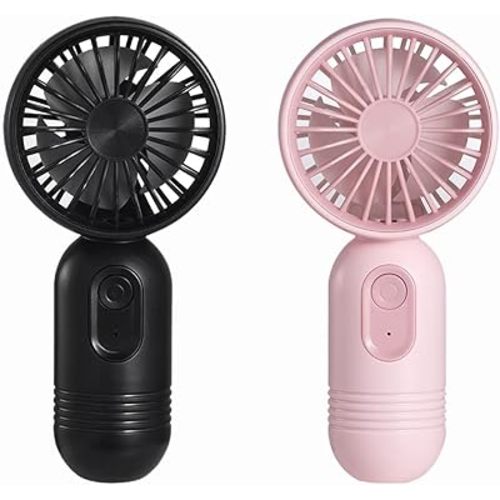 Mini Portable Fan 2 Pack, Cute Handheld Fan Battery Operated Lightweight Small Personal Fan with 3 Speeds and USB Rechargeable Eyelash Fan for Stylish Girl Kids Women Men Office Outdoor Travel Camping