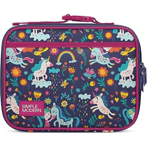 Simple Modern Kids Lunch Box for School | Reusable Insulated Lunch Bag for Toddler, Girl, and Boy | Meal Containers with Exterior & Interior Pockets | Hadley Collection | Unicorn Rainbows