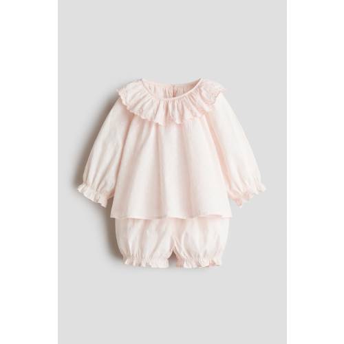 Light powder pink 2-Piece Cotton Plumeti Set for kids | H&M US