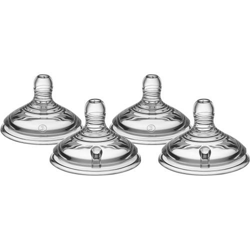 Tommee Tippee Natural Start Baby Bottle Nipples, Breast-Like for A Natural Latch, Anti-Colic Valve, Soft Silicone, Fast Flow, 6+ Months, Pack of 4
