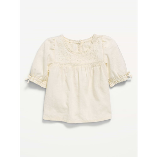 Short-Sleeve Eyelet Lace-Trim Top for Toddler Girls