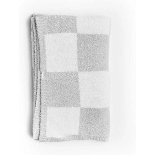 Gerber Unisex Baby Cozy Soft Silky Mink Checkerboard Grid Blanket, Tan Check, One Size