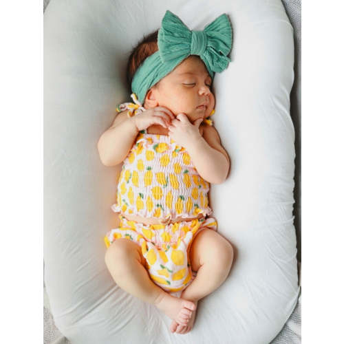 Lemon Sorbet / Muslin Smocked Ruffle Top & Bloomer