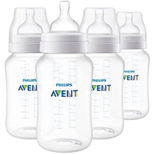 Philips Avent Anti-Colic Baby Bottles, 11oz, 4pk, Clear, SCY106/04