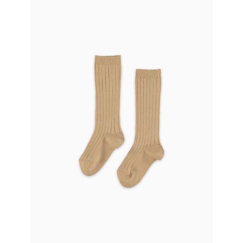 Camel Ribbed Knee High Kids Socks | La Coqueta Kids UK