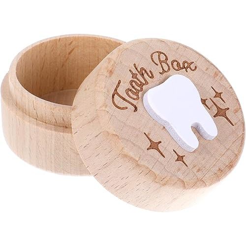 Rustic, Decorative Wooden Tooth Box, Baby Keepsake Box, 2.01 x 1.38 x 3.35 inches
