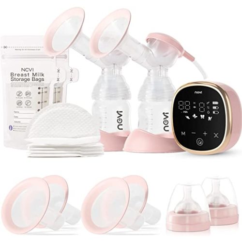 NCVI Electric Breast Pump 8782, Portable Hospital-Grade Double Pump with 4 Modes & 9 Levels, Anti-Backflow, Rechargeable Quiet Breastfeeding Pump for Efficient Comfortable Use at Home, Work or Travel