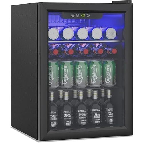 Erivess 2.6 Cu Ft Mini Fridge, 95 Cans Freestanding Beverage Refrigerator