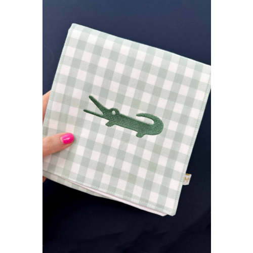 Sage Gingham Alligator Baby Changing Mat