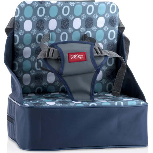 Nuby Easy-Go Lightweight High Chair Booster Seat, For 9 Months and up, Blue with Dots