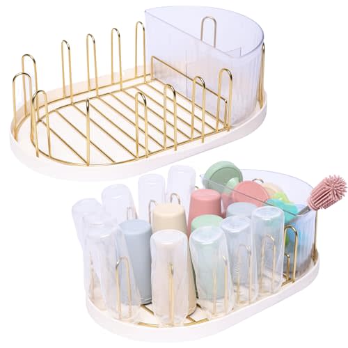 Winnie & Lu Airess Drying Rack – Luxury Gold Stainless Steel, Eco-Friendly Multipurpose Organizer for Baby Bottles, Pump Parts, Sippy Cups, Wine Glasses & Kitchenware, Modern Countertop Solution