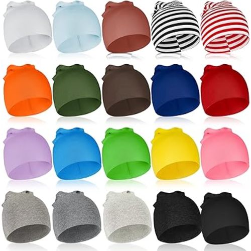 Toulite 20 Pcs Baby Beanie Hats for Unisex Toddler Beanie Soft Baby Newborn Hats for Winter Girls Boys Infant, 6-24 Months Multicolored
