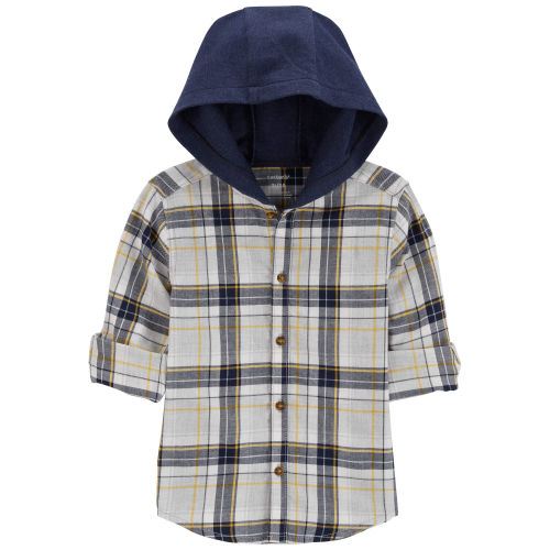 Baby Plaid Hooded Button-Down Shirt - Carter's | Carter's
