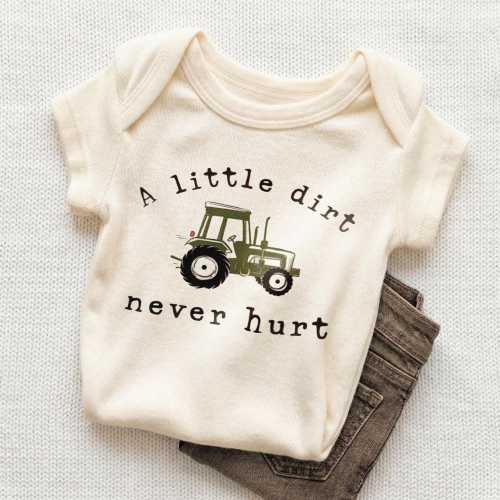 A Little Dirt Never Hurt Baby Bodysuit - Trendy Farm Baby Boy Bodysuit - Tractor Baby Boy Bodysuit - Country Boy Onesie®